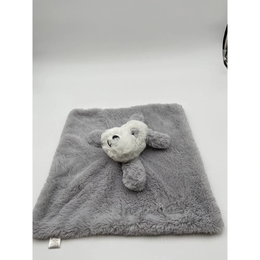 Oobles Dog Security Blanket Lovey Gray White Faux Fur Puppy Plush Snuggler 05801